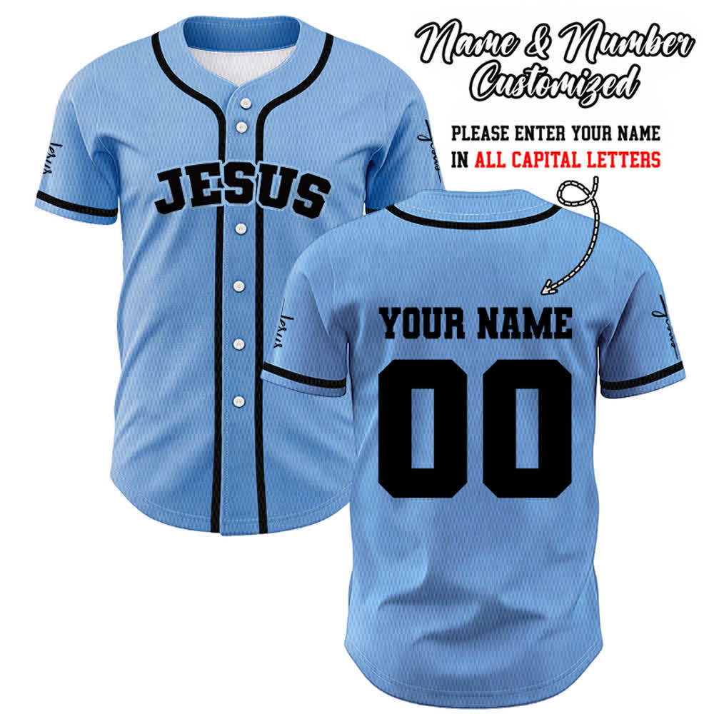 Christianartworkshop Maillot de baseball unisexe personnalisé classique Jésus - Bleu - 5XL - Nom & Numéro personnalisé - image 32