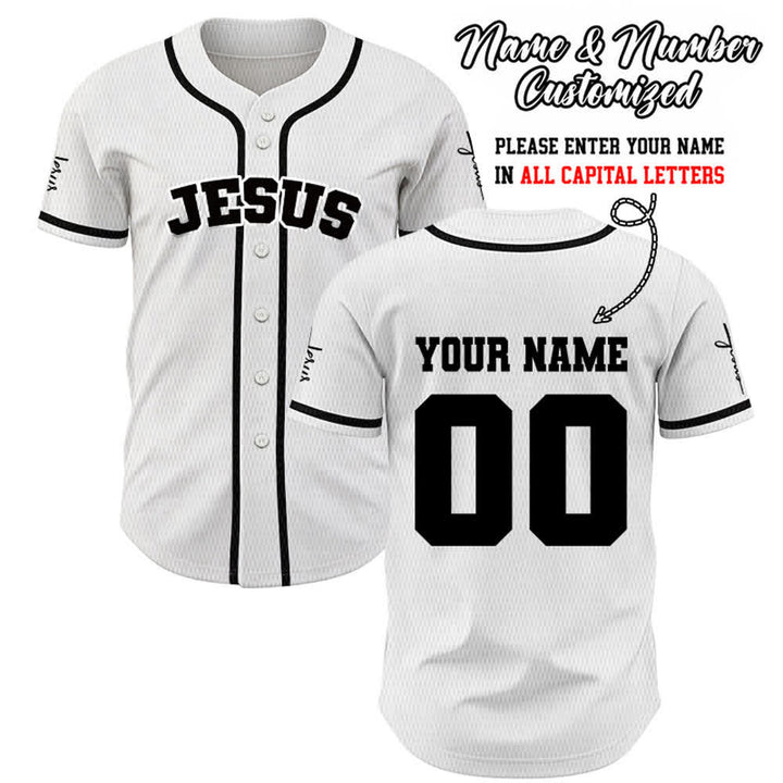 Christianartworkshop Maillot de baseball unisexe personnalisé classique Jésus - Blanc - 5XL - Nom & Numéro personnalisé - image 8