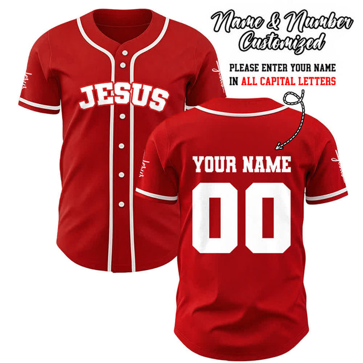 Christianartworkshop Maillot de baseball unisexe personnalisé classique Jésus - Rouge - 5XL - Nom & Numéro personnalisé - image 16