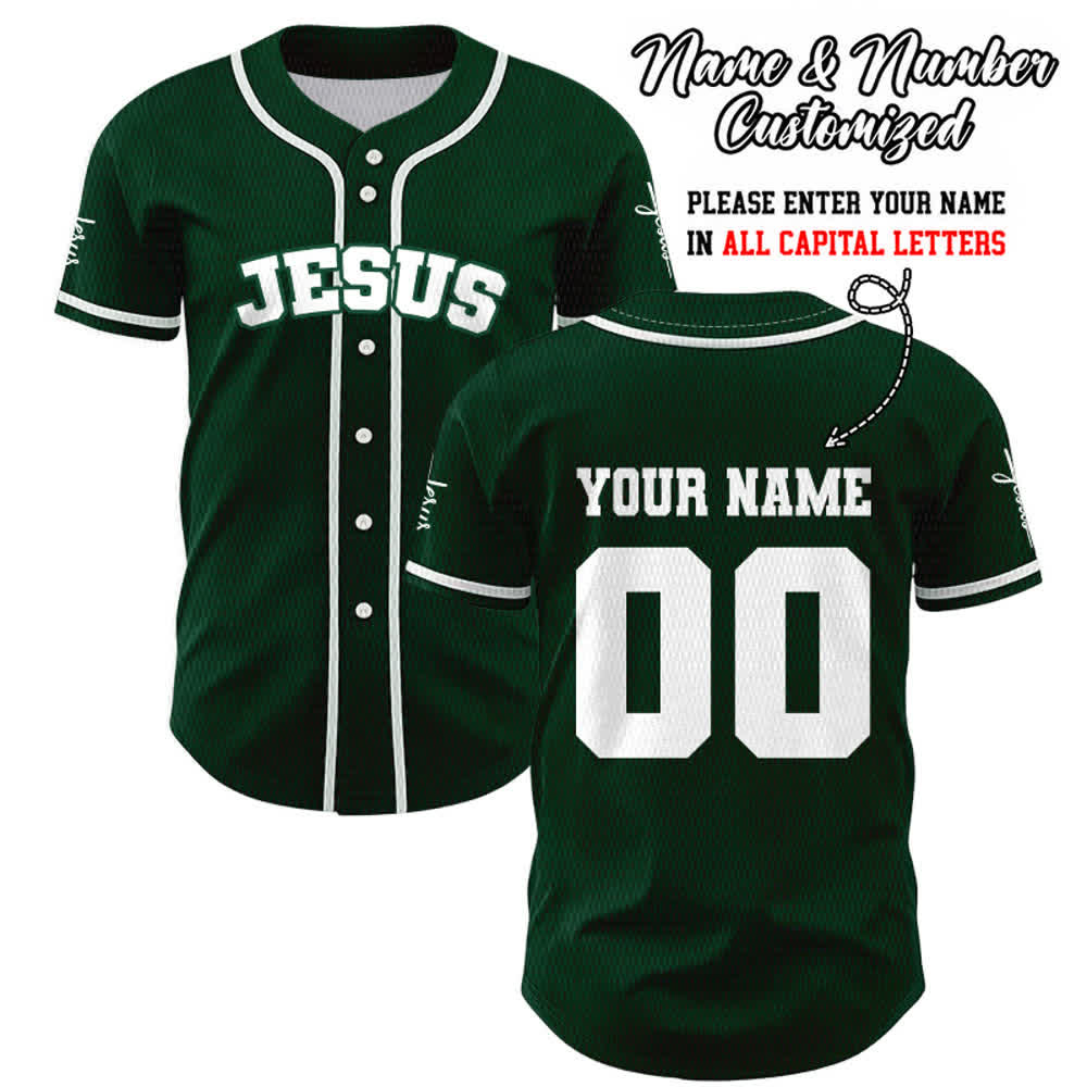 Christianartworkshop Maillot de baseball unisexe personnalisé classique Jésus - Vert - 5XL - Nom & Numéro personnalisé - image 48