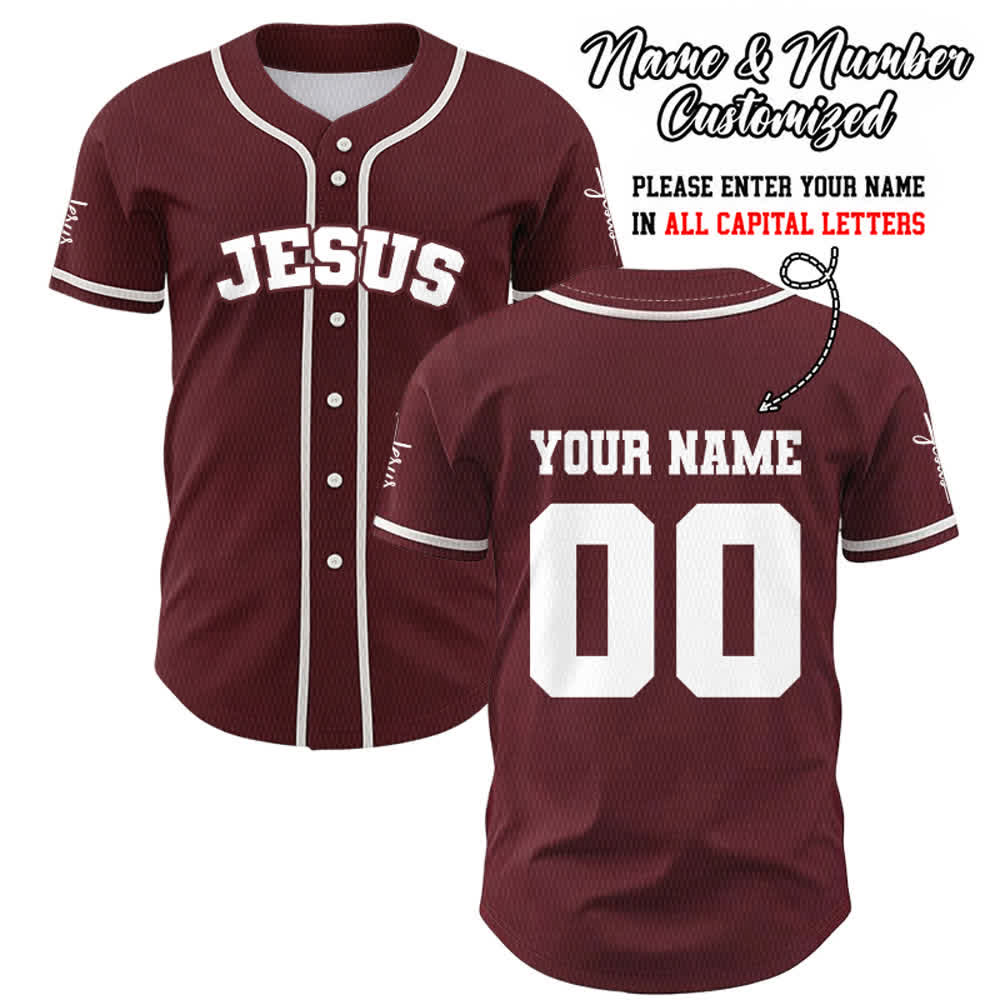 Christianartworkshop Maillot de baseball unisexe personnalisé classique Jésus - Vin - 5XL - Nom & Numéro personnalisé - image 24