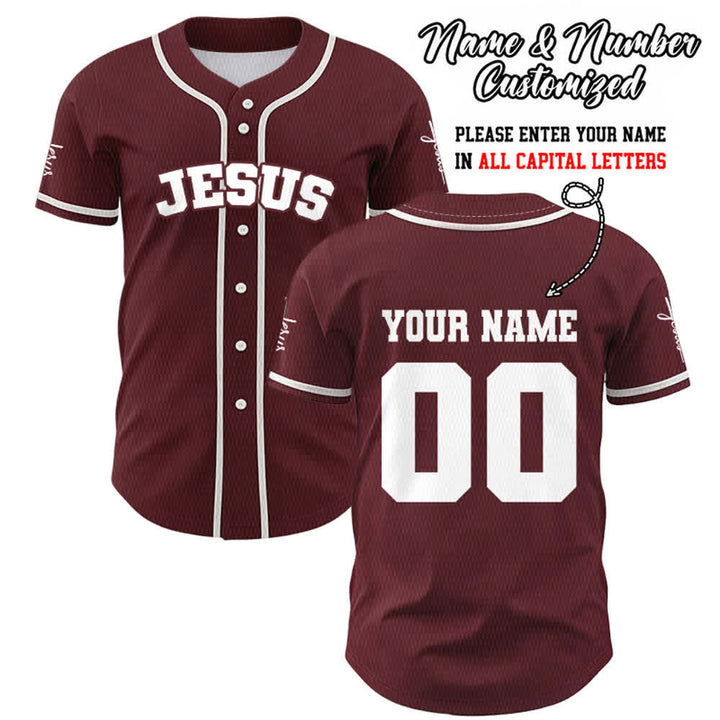 Christianartworkshop Maillot de baseball unisexe personnalisé classique Jésus - Vin - 5XL - Nom & Numéro personnalisé - image 24