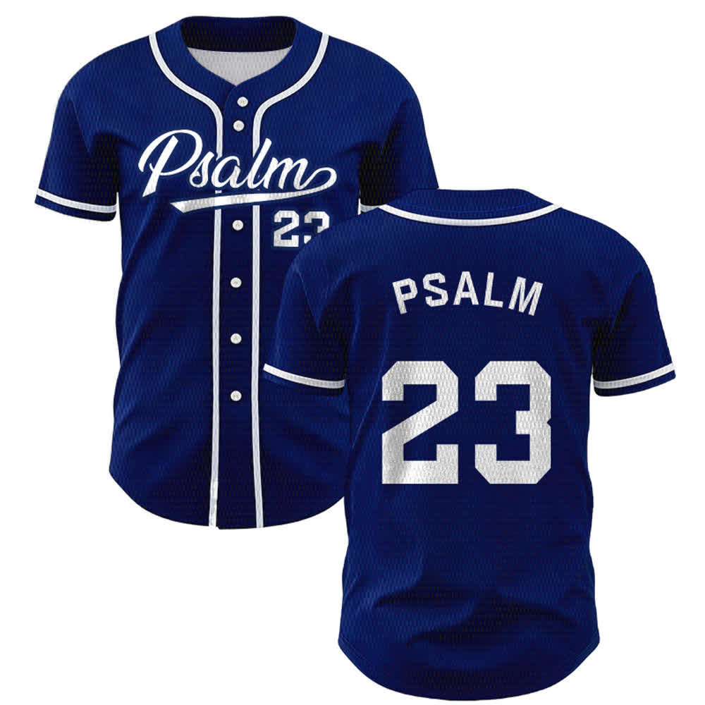 Maillot de baseball unisexe style rétro sport Christianartworkshop Psaume 23 - Bleu marine - 5XL - image 0