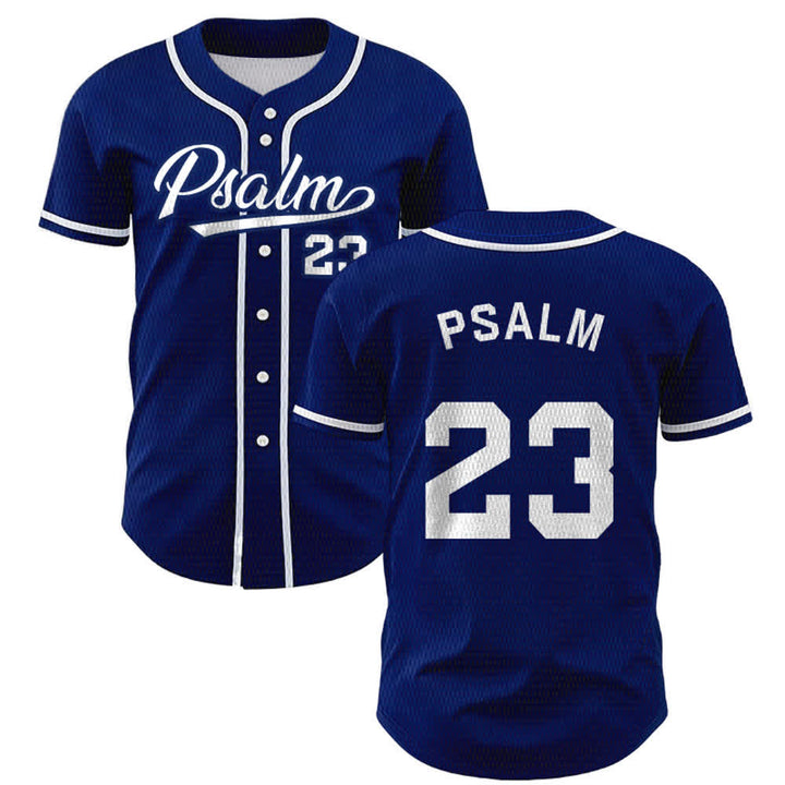 Maillot de baseball unisexe style rétro sport Christianartworkshop Psaume 23 - Bleu marine - 5XL - image 0