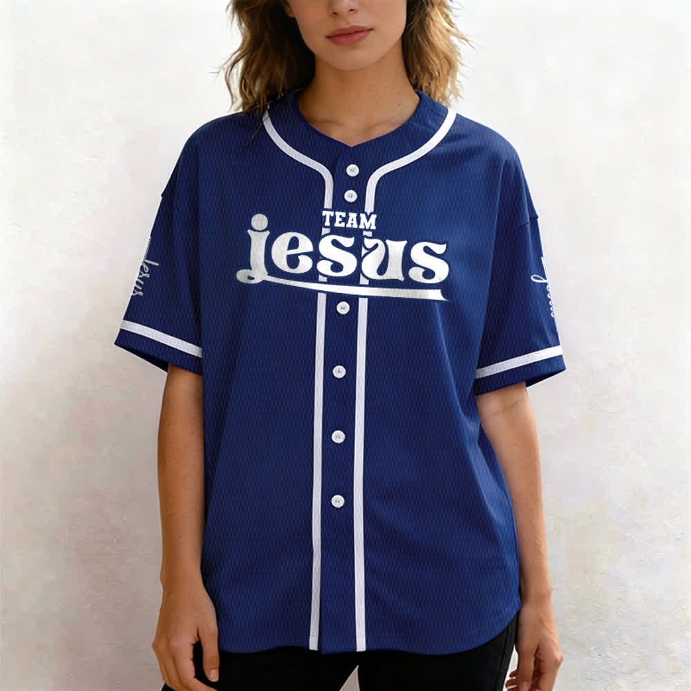 Maillot de baseball unisexe personnalisé avec nom et numéro, style audacieux, de l'équipe Jésus, créé par Christianartworkshop - image 5