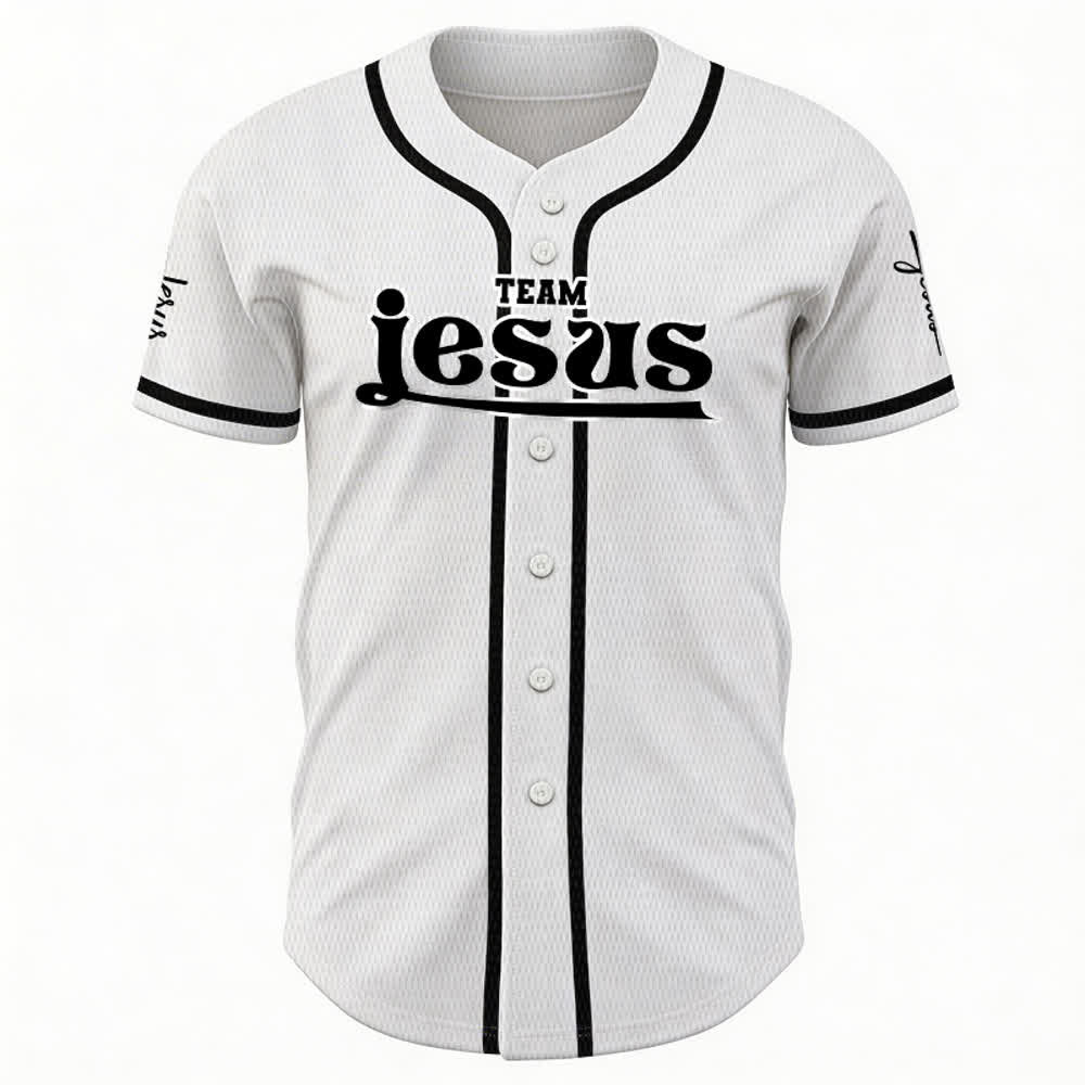 Maillot de baseball unisexe personnalisé avec nom et numéro, style audacieux, de l'équipe Jésus, créé par Christianartworkshop - image 9