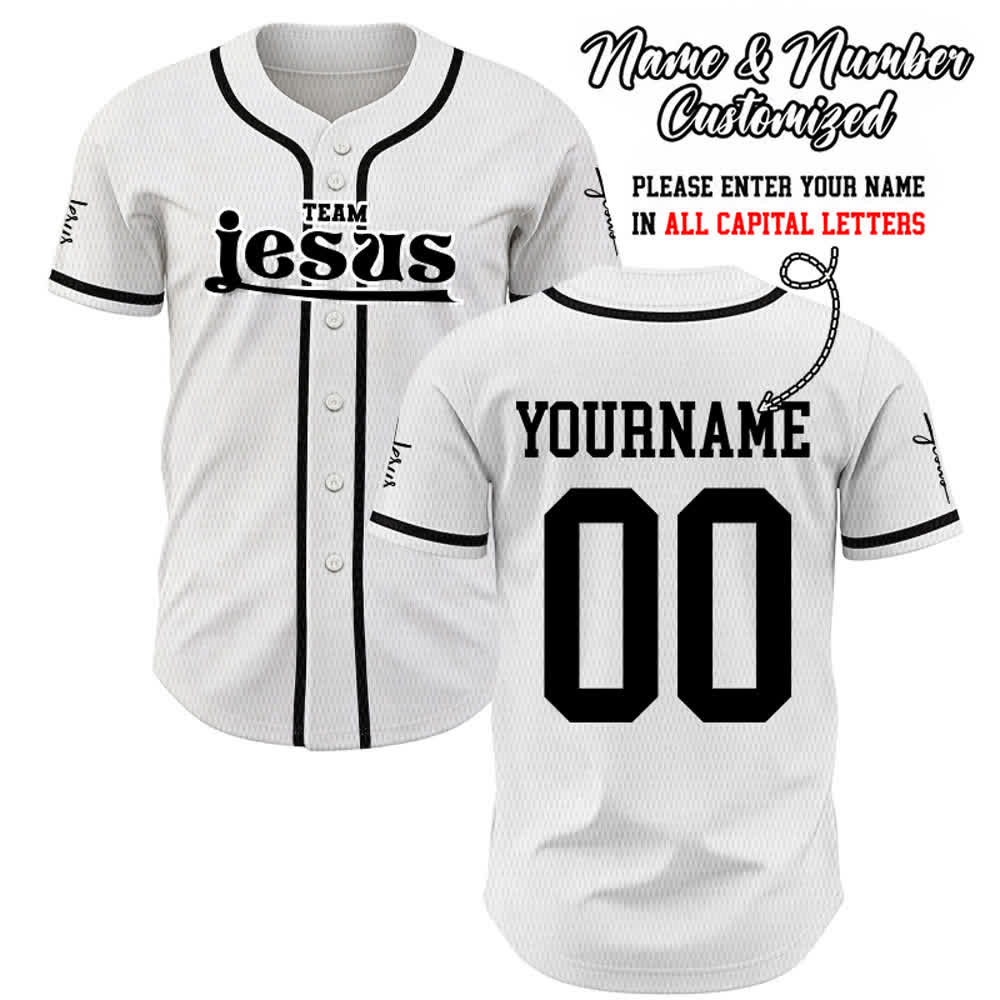 Maillot de baseball unisexe personnalisé avec nom et numéro, style audacieux, de l'équipe Jésus, créé par Christianartworkshop - Blanc - 5XL - Nom & Numéro personnalisé - image 7