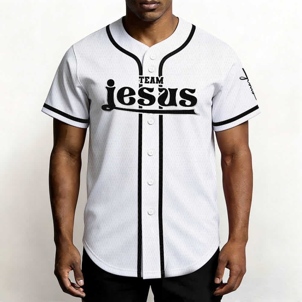 Maillot de baseball unisexe personnalisé avec nom et numéro, style audacieux, de l'équipe Jésus, créé par Christianartworkshop - image 13