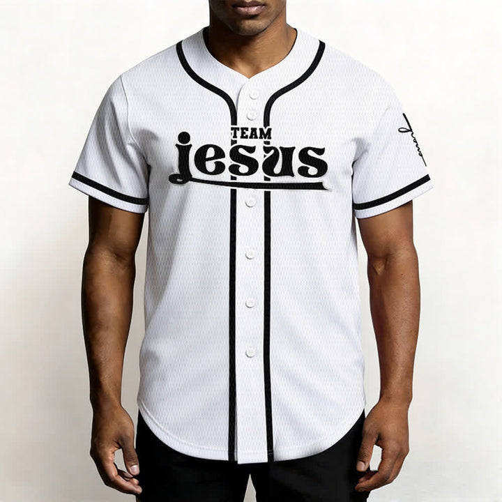 Maillot de baseball unisexe personnalisé avec nom et numéro, style audacieux, de l'équipe Jésus, créé par Christianartworkshop - image 13