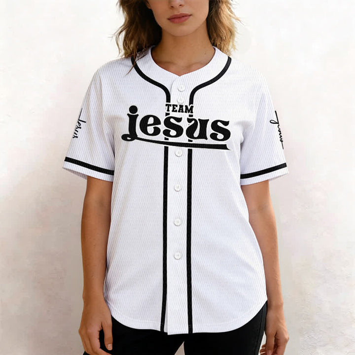 Maillot de baseball unisexe personnalisé avec nom et numéro, style audacieux, de l'équipe Jésus, créé par Christianartworkshop - image 11