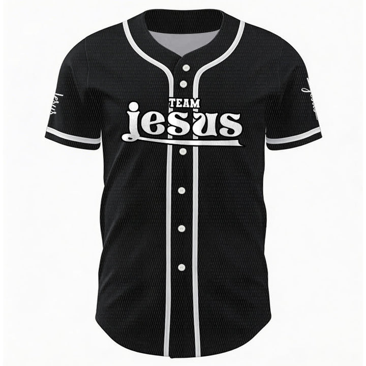 Maillot de baseball unisexe personnalisé avec nom et numéro, style audacieux, de l'équipe Jésus, créé par Christianartworkshop - image 17