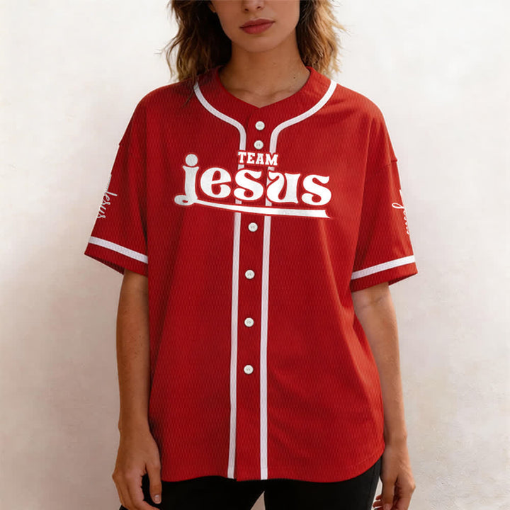 Maillot de baseball unisexe personnalisé avec nom et numéro, style audacieux, de l'équipe Jésus, créé par Christianartworkshop - image 27