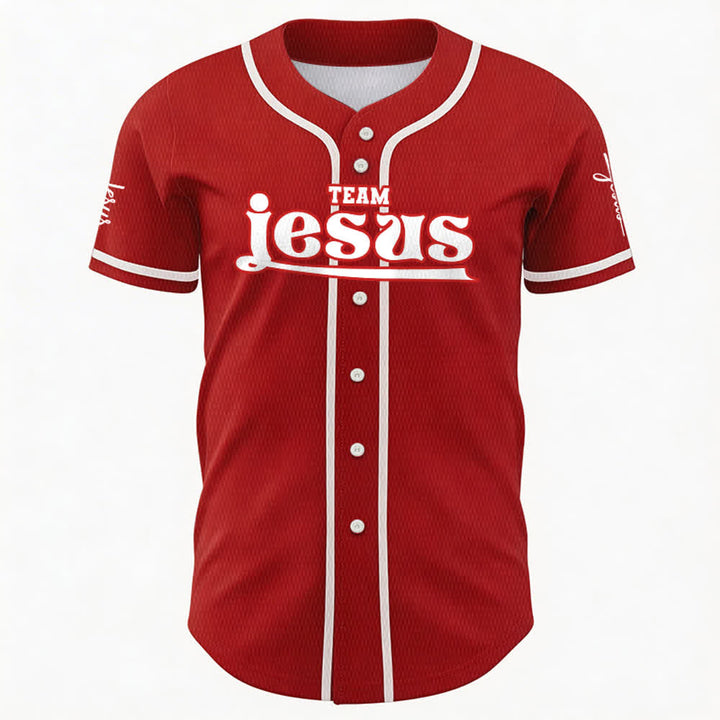 Maillot de baseball unisexe personnalisé avec nom et numéro, style audacieux, de l'équipe Jésus, créé par Christianartworkshop - image 24