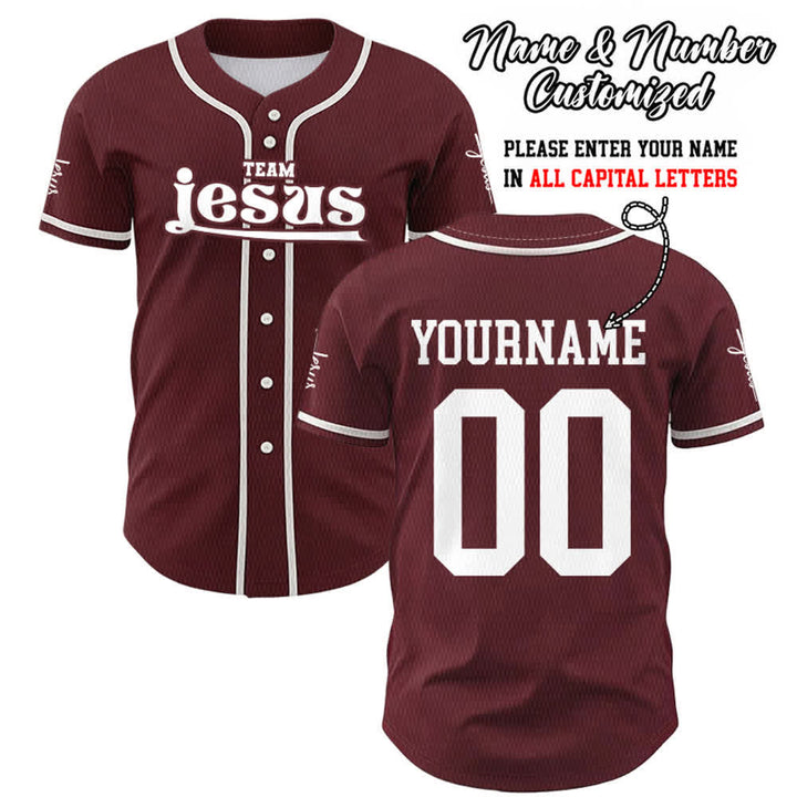 Maillot de baseball unisexe personnalisé avec nom et numéro, style audacieux, de l'équipe Jésus, créé par Christianartworkshop - Vin - 5XL - Nom & Numéro personnalisé - image 29
