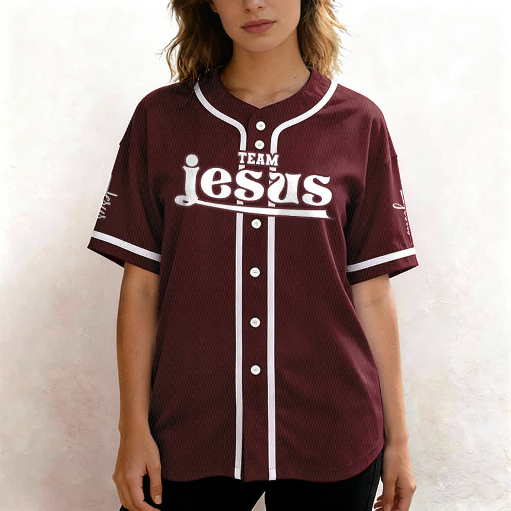 Maillot de baseball unisexe personnalisé avec nom et numéro, style audacieux, de l'équipe Jésus, créé par Christianartworkshop - image 34