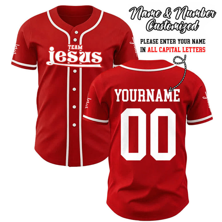Maillot de baseball unisexe personnalisé avec nom et numéro, style audacieux, de l'équipe Jésus, créé par Christianartworkshop - Rouge - 5XL - Nom & Numéro personnalisé - image 22