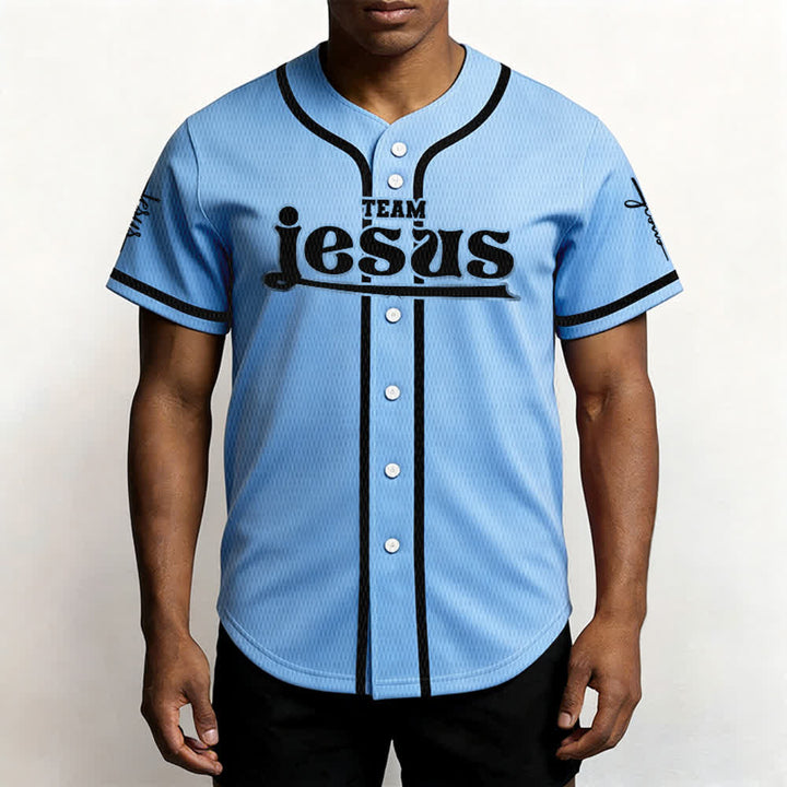 Maillot de baseball unisexe personnalisé avec nom et numéro, style audacieux, de l'équipe Jésus, créé par Christianartworkshop - image 40