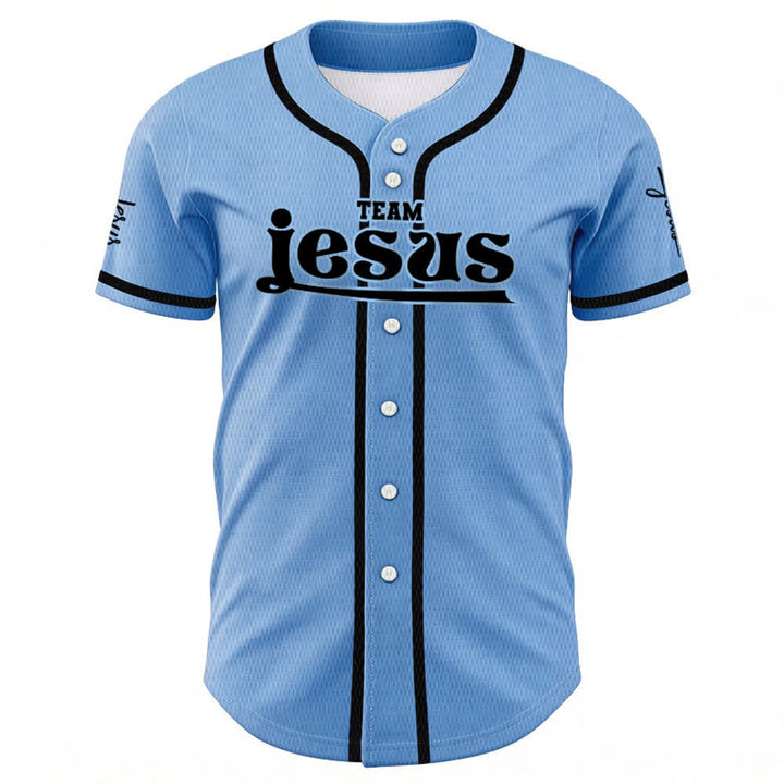Maillot de baseball unisexe personnalisé avec nom et numéro, style audacieux, de l'équipe Jésus, créé par Christianartworkshop - image 38