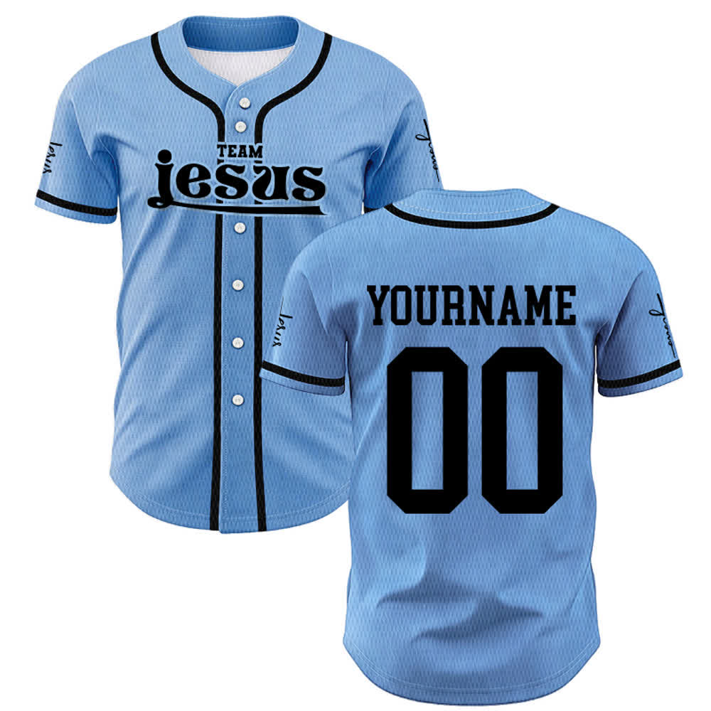 Maillot de baseball unisexe personnalisé avec nom et numéro, style audacieux, de l'équipe Jésus, créé par Christianartworkshop - image 37