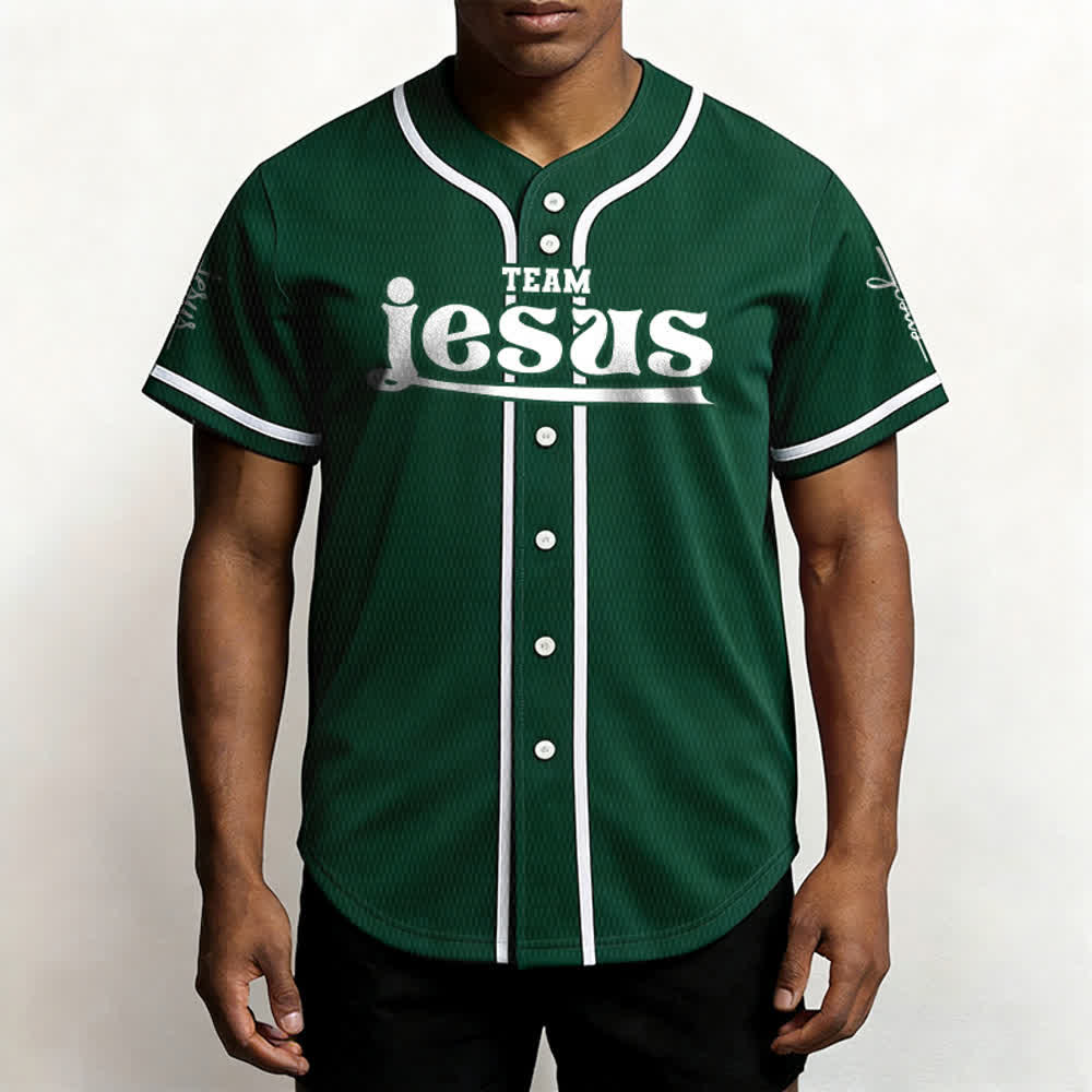 Maillot de baseball unisexe personnalisé avec nom et numéro, style audacieux, de l'équipe Jésus, créé par Christianartworkshop - image 49