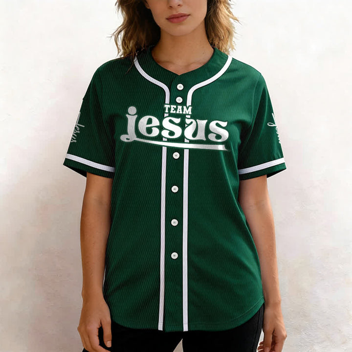 Maillot de baseball unisexe personnalisé avec nom et numéro, style audacieux, de l'équipe Jésus, créé par Christianartworkshop - image 47