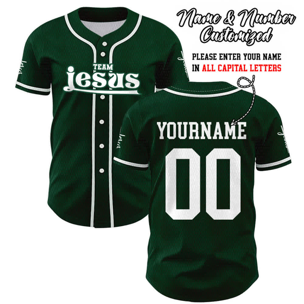 Maillot de baseball unisexe personnalisé avec nom et numéro, style audacieux, de l'équipe Jésus, créé par Christianartworkshop - Vert - 5XL - Nom & Numéro personnalisé - image 43