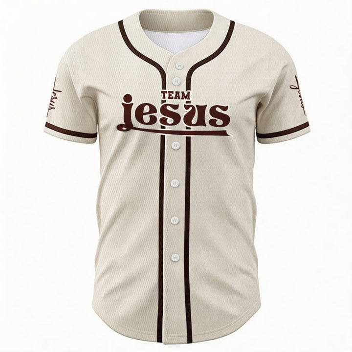 Maillot de baseball unisexe personnalisé avec nom et numéro, style audacieux, de l'équipe Jésus, créé par Christianartworkshop - image 52