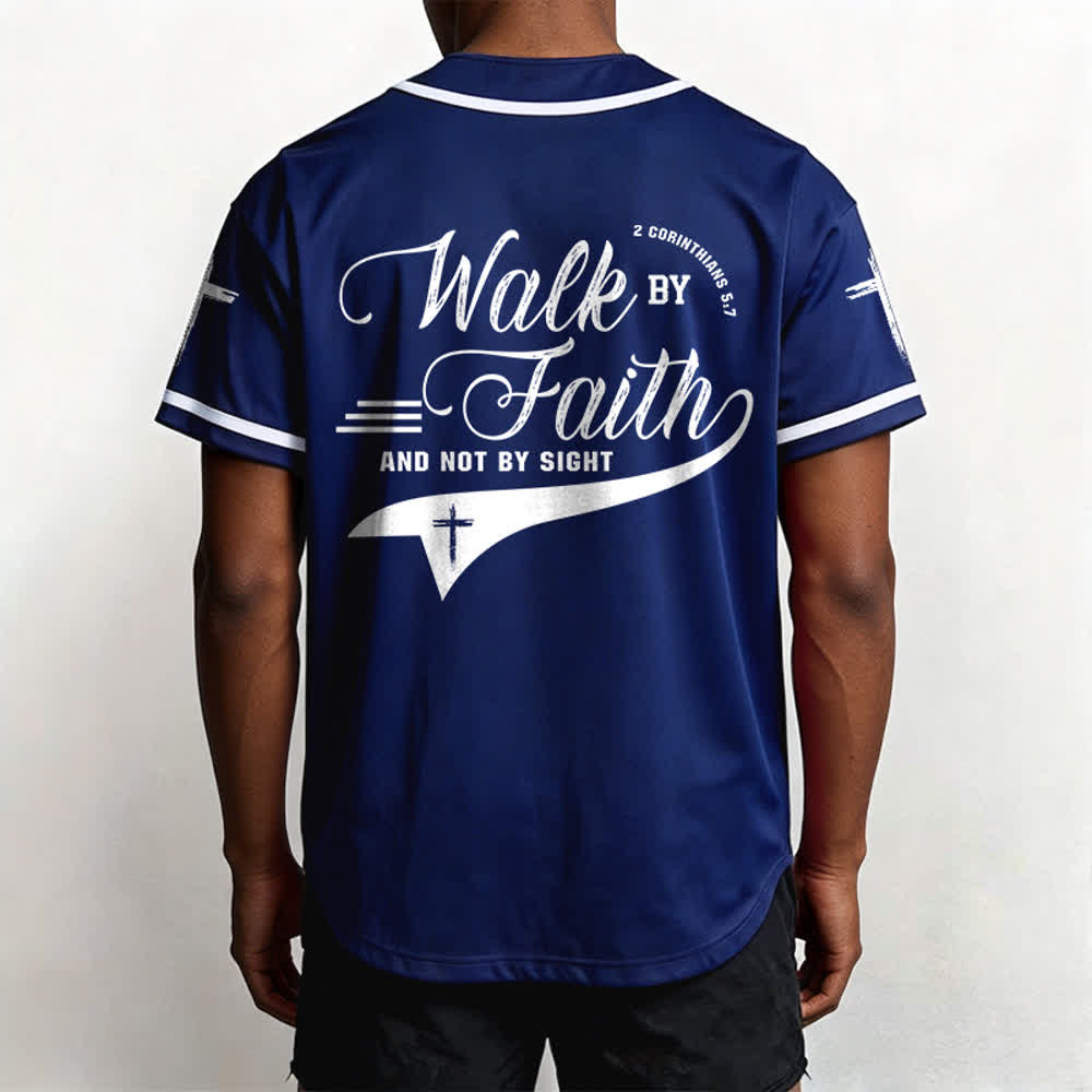 Christianartworkshop 2 Corinthiens 5:7 « Marchez par la foi et non par la vue » Maillot de baseball avec croix - image 4