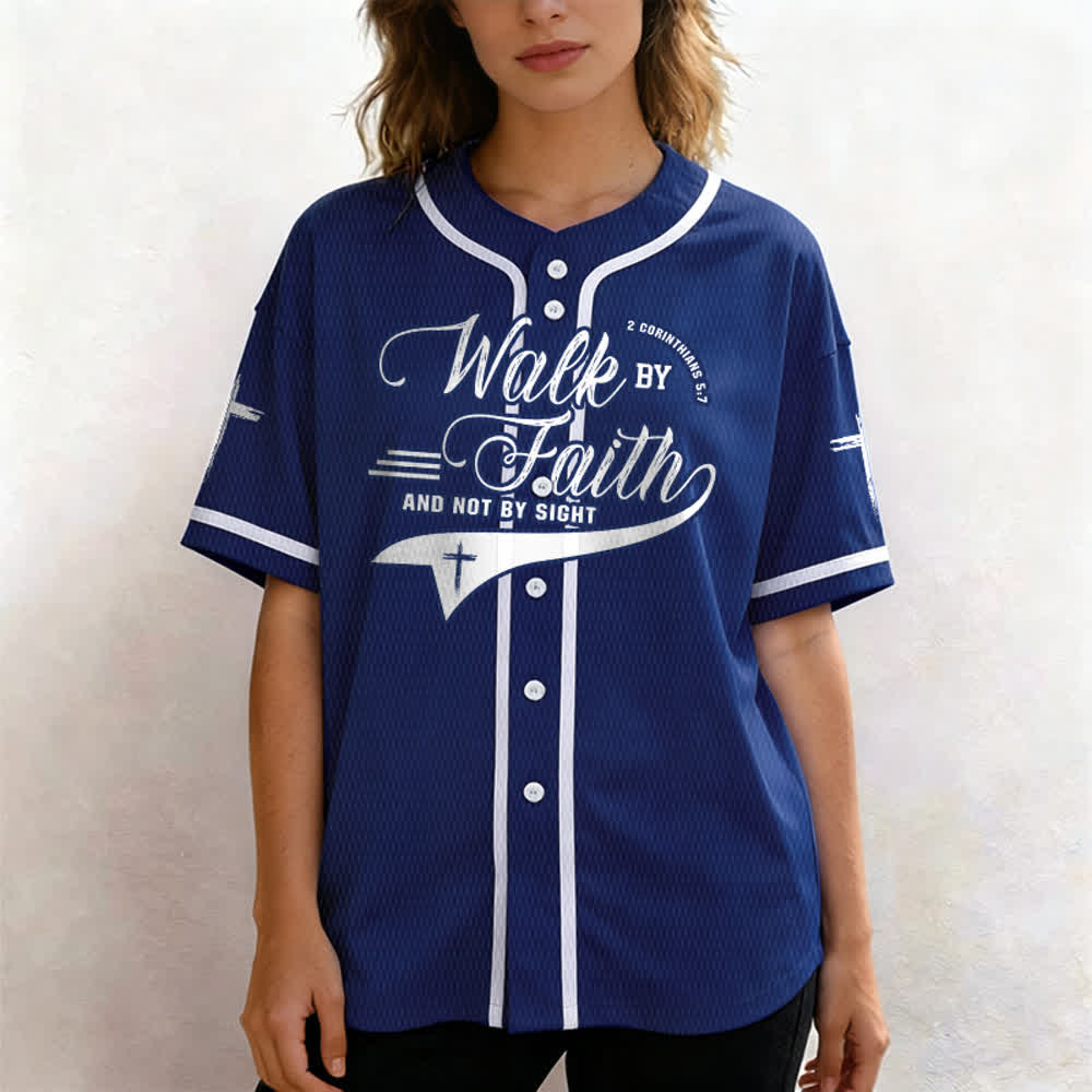 Christianartworkshop 2 Corinthiens 5:7 « Marchez par la foi et non par la vue » Maillot de baseball avec croix - image 5