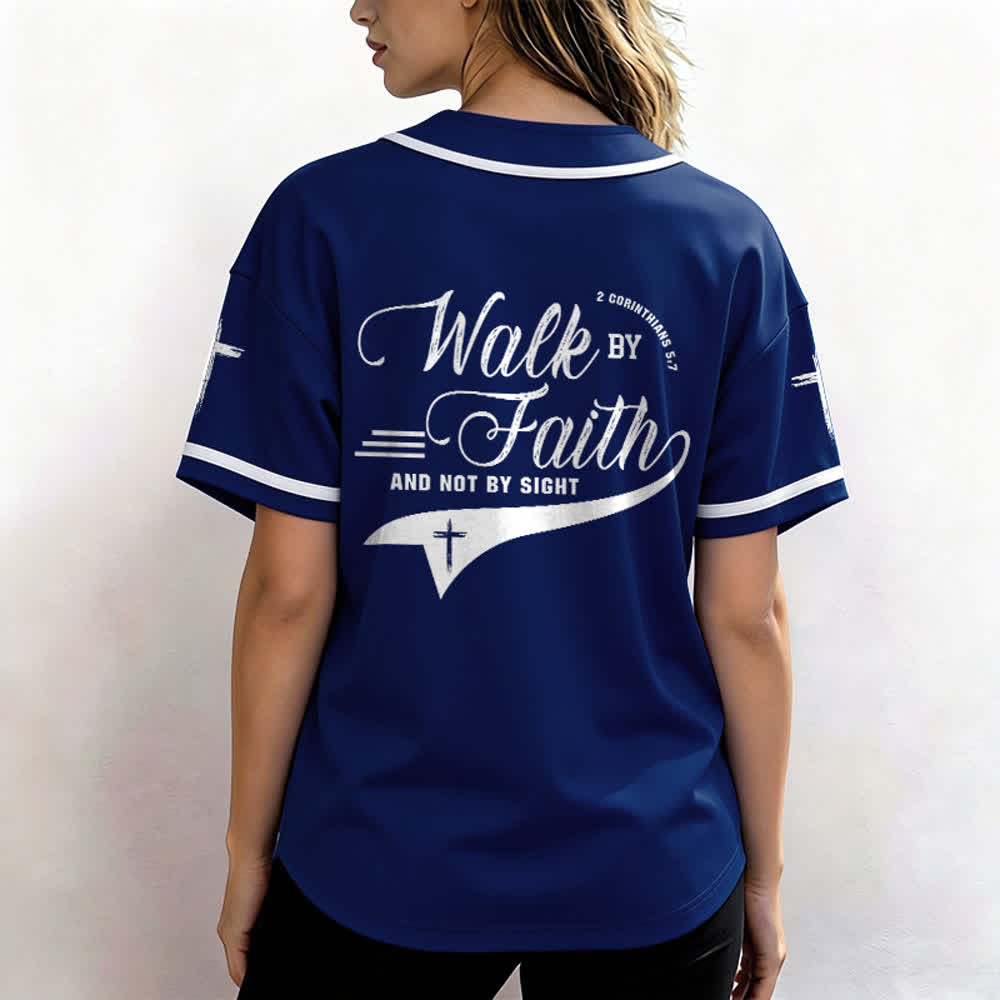 Christianartworkshop 2 Corinthiens 5:7 « Marchez par la foi et non par la vue » Maillot de baseball avec croix - image 6