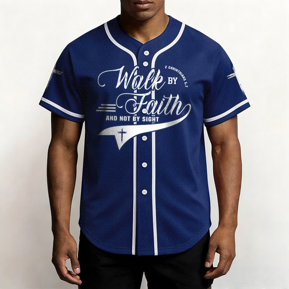 Christianartworkshop 2 Corinthiens 5:7 « Marchez par la foi et non par la vue » Maillot de baseball avec croix - image 3