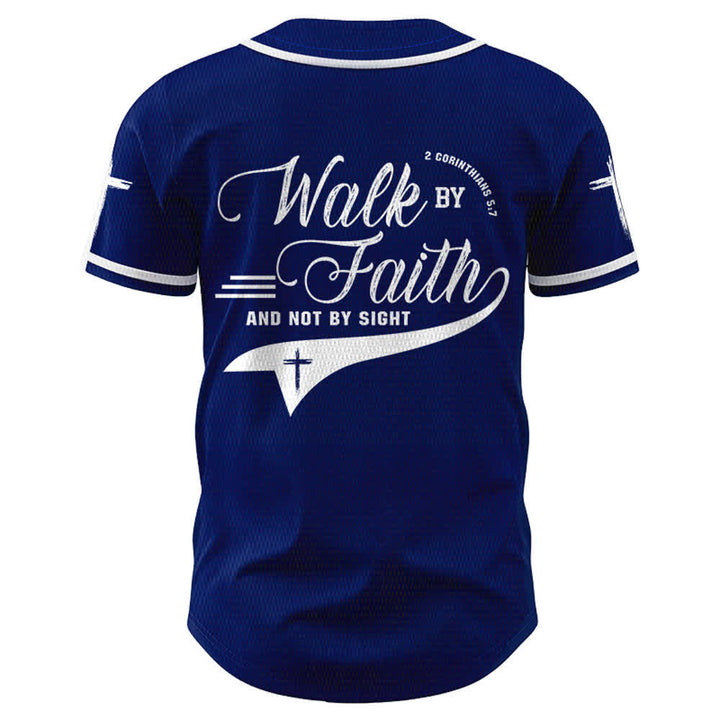 Christianartworkshop 2 Corinthiens 5:7 « Marchez par la foi et non par la vue » Maillot de baseball avec croix - image 2