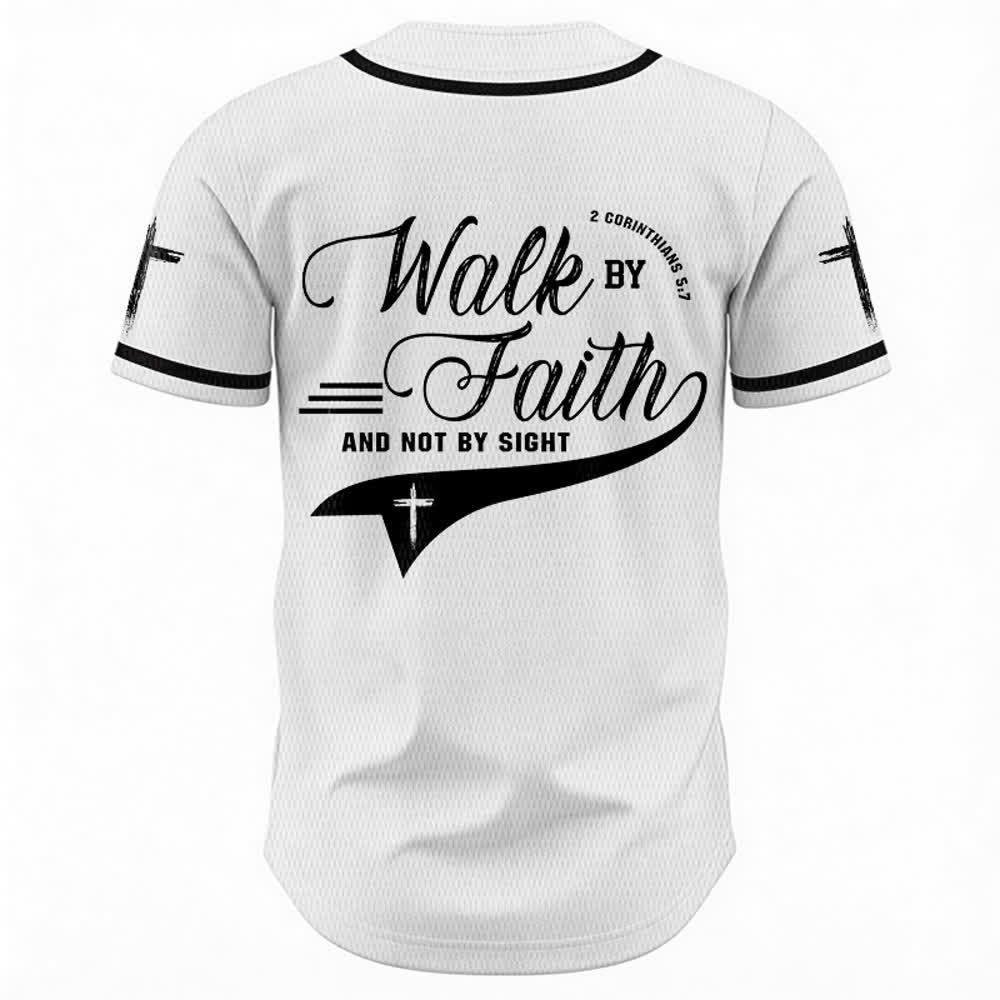 Christianartworkshop 2 Corinthiens 5:7 « Marchez par la foi et non par la vue » Maillot de baseball avec croix - image 9