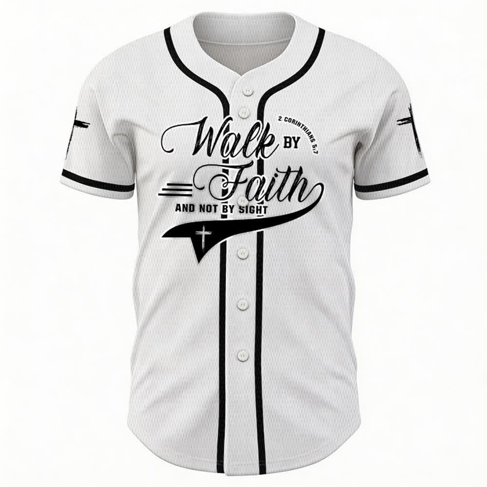 Christianartworkshop 2 Corinthiens 5:7 « Marchez par la foi et non par la vue » Maillot de baseball avec croix - image 8