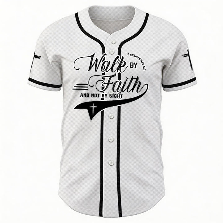 Christianartworkshop 2 Corinthiens 5:7 « Marchez par la foi et non par la vue » Maillot de baseball avec croix - image 8