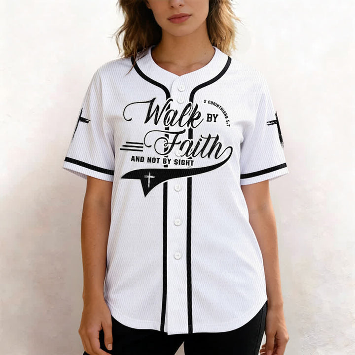 Christianartworkshop 2 Corinthiens 5:7 « Marchez par la foi et non par la vue » Maillot de baseball avec croix - image 10