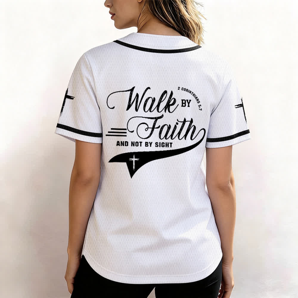 Christianartworkshop 2 Corinthiens 5:7 « Marchez par la foi et non par la vue » Maillot de baseball avec croix - image 11