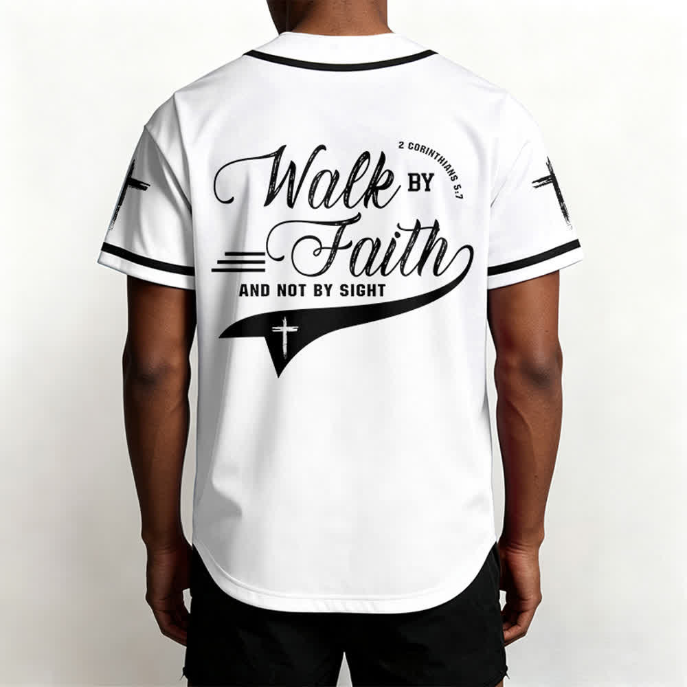 Christianartworkshop 2 Corinthiens 5:7 « Marchez par la foi et non par la vue » Maillot de baseball avec croix - image 13