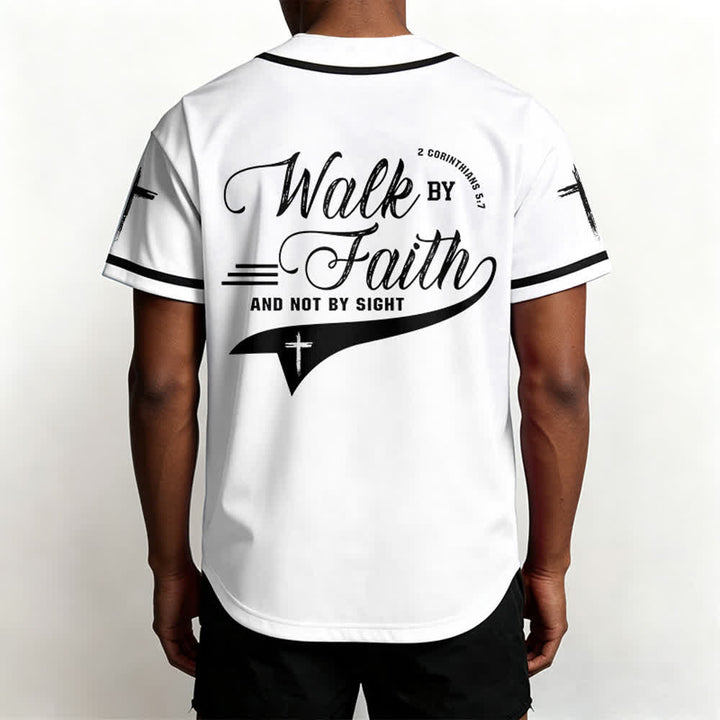 Christianartworkshop 2 Corinthiens 5:7 « Marchez par la foi et non par la vue » Maillot de baseball avec croix - image 13