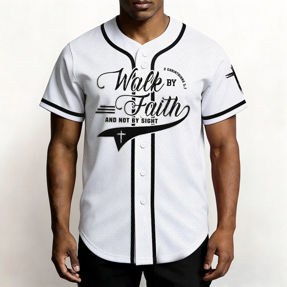 Christianartworkshop 2 Corinthiens 5:7 « Marchez par la foi et non par la vue » Maillot de baseball avec croix - image 12
