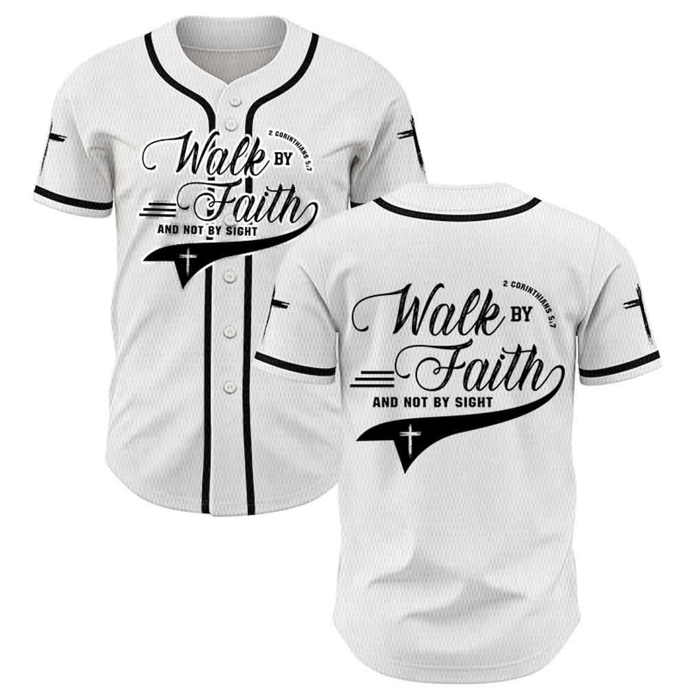 Christianartworkshop 2 Corinthiens 5:7 « Marchez par la foi et non par la vue » Maillot de baseball avec croix - Blanc - 5XL - image 7