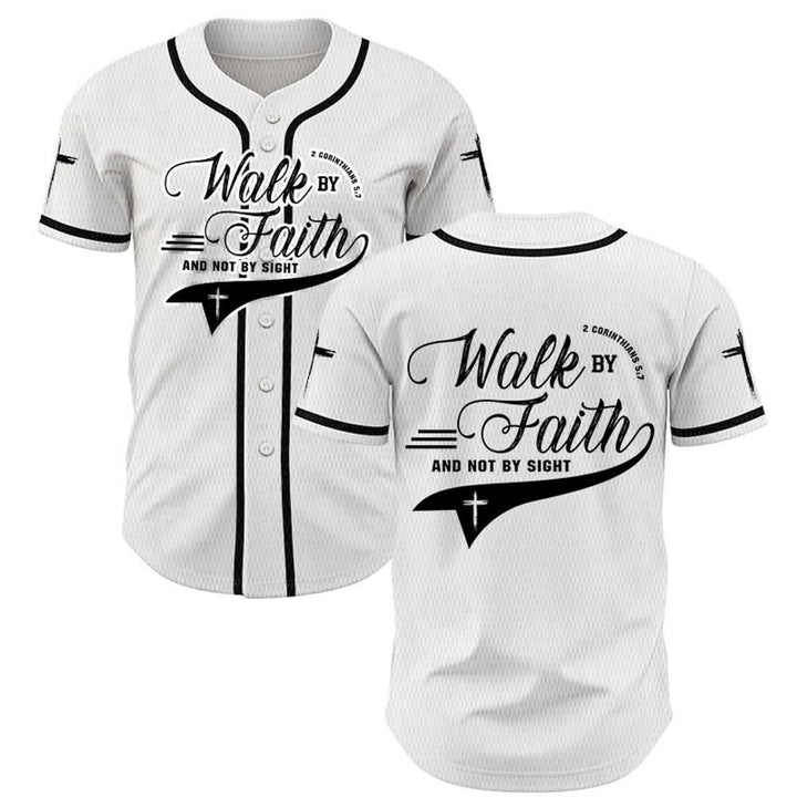 Christianartworkshop 2 Corinthiens 5:7 « Marchez par la foi et non par la vue » Maillot de baseball avec croix - Blanc - 5XL - image 7