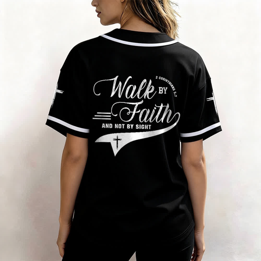 Christianartworkshop 2 Corinthiens 5:7 « Marchez par la foi et non par la vue » Maillot de baseball avec croix - image 20