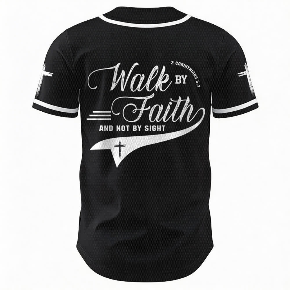 Christianartworkshop 2 Corinthiens 5:7 « Marchez par la foi et non par la vue » Maillot de baseball avec croix - image 16