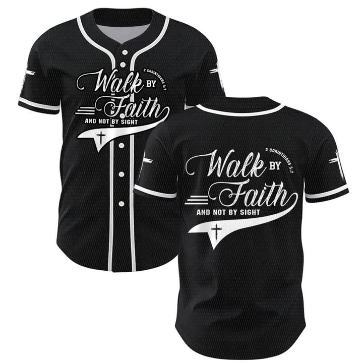 Christianartworkshop 2 Corinthiens 5:7 « Marchez par la foi et non par la vue » Maillot de baseball avec croix - Noir - 5XL - image 14