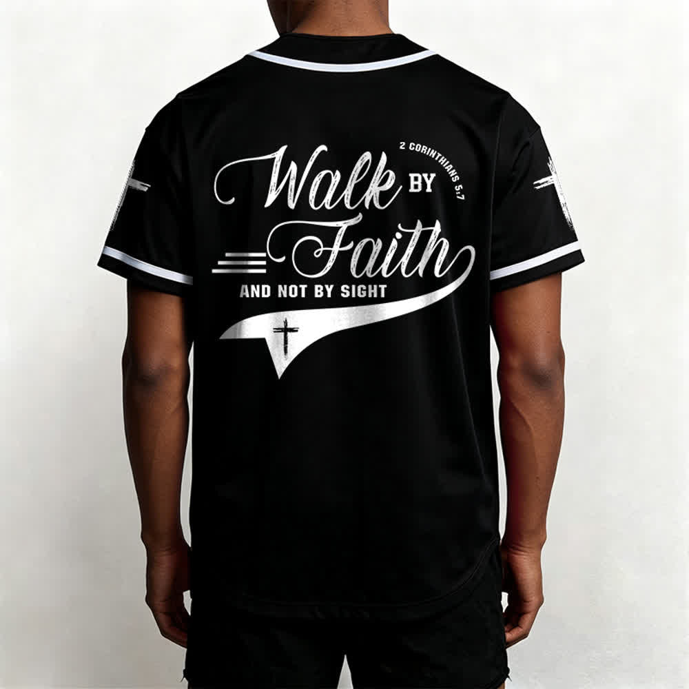 Christianartworkshop 2 Corinthiens 5:7 « Marchez par la foi et non par la vue » Maillot de baseball avec croix - image 17