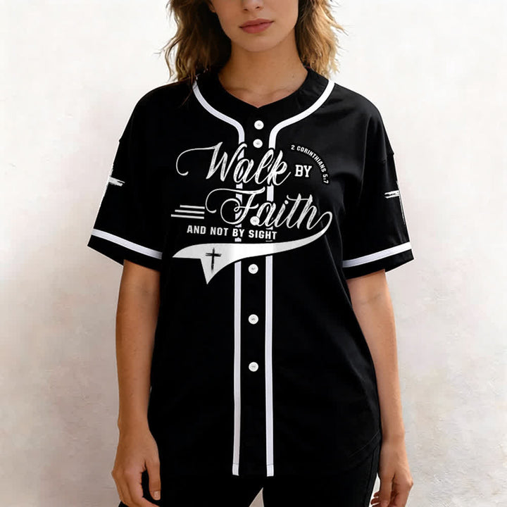 Christianartworkshop 2 Corinthiens 5:7 « Marchez par la foi et non par la vue » Maillot de baseball avec croix - image 19
