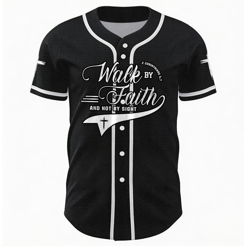 Christianartworkshop 2 Corinthiens 5:7 « Marchez par la foi et non par la vue » Maillot de baseball avec croix - image 15