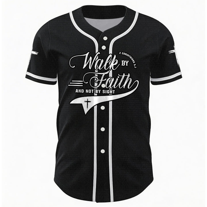 Christianartworkshop 2 Corinthiens 5:7 « Marchez par la foi et non par la vue » Maillot de baseball avec croix - image 15