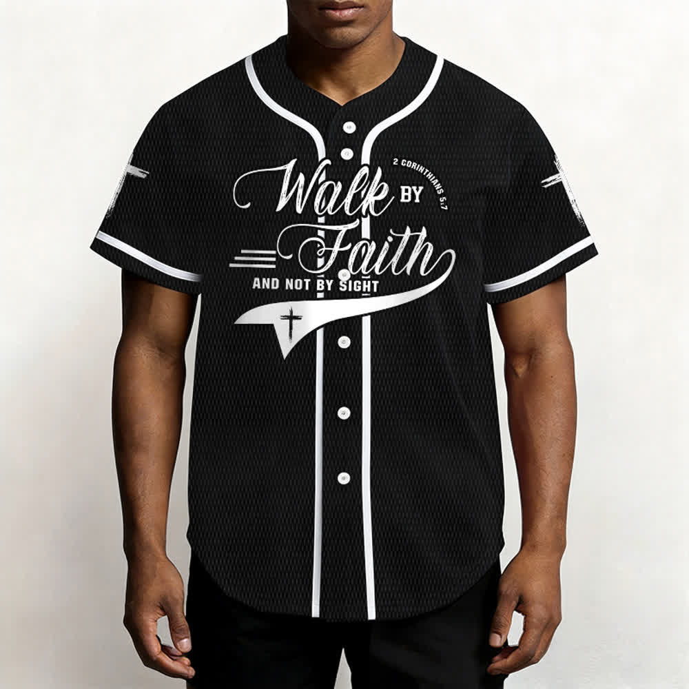 Christianartworkshop 2 Corinthiens 5:7 « Marchez par la foi et non par la vue » Maillot de baseball avec croix - image 18